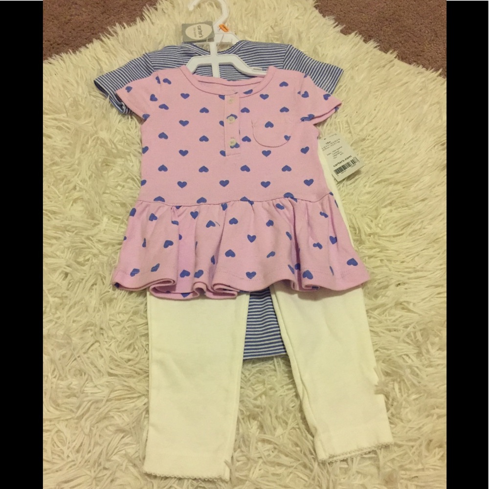 Carters 3 piece baby girls outfit